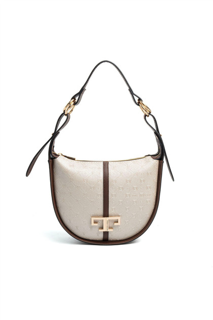 Beige - Brown Logo Women's Shoulder Bag Sp1270