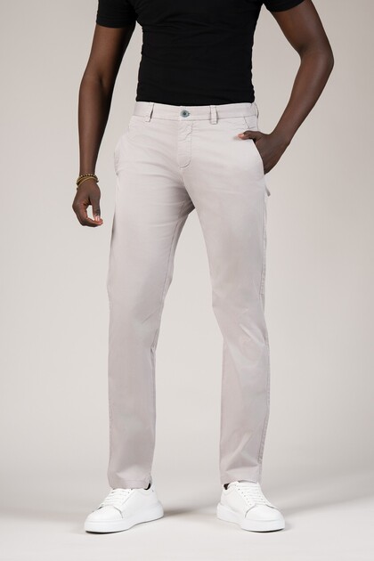 Regular Fit Cotton Summer Chino Trousers with Elasticated Back Waist