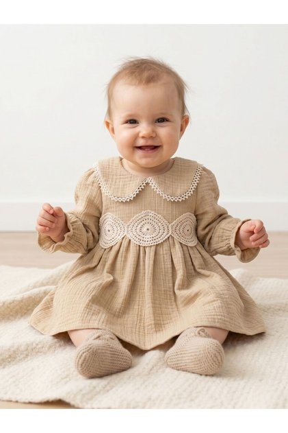 Baby Collar Laced Muslin Dress
