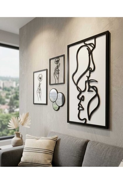 AyBu Design Modern Çift Katmanlı 3D Derinlikli Ahşap Duvar Tablosu - Aşk ve Figür Temalı