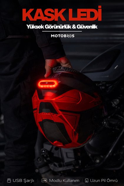 Kask Işığı Kask Arkası Uyarı Led Işığı - Kask Ledi - Gece Kask Ledi Çakarlı ve Şarjlı MODLU