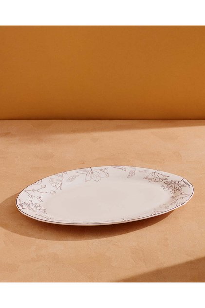 Gold Floral Oval Plate