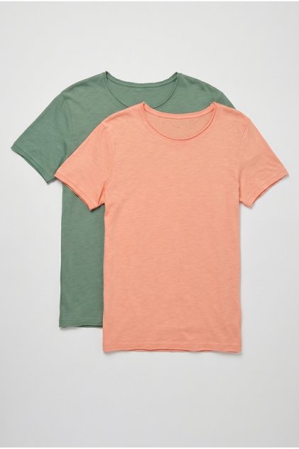 Erkek %100 Pamuk Kayık Yaka Regular Fit Basic 2'li Tişört Seti