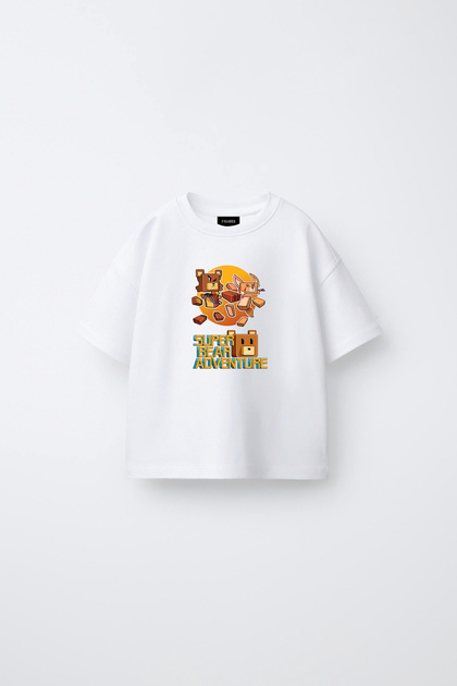 Super Bear Adventure Super Bear Printed Oversize 100% Cotton Short Sleeve Unisex Kids T-Shirt