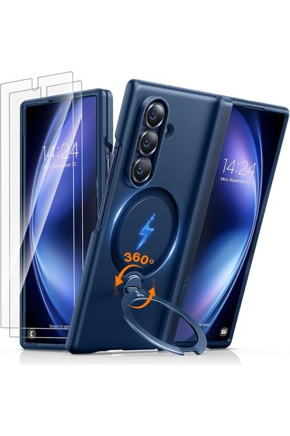Ostand Spin Series Case For Galaxy Z Fold 7, 360° Spin Magnetic Stand, Armor Hard Slim, Blue