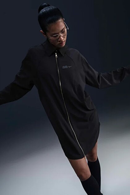 Nike Naomi Osaka Oversized Dress Gold Fermuar Bol Kesim Kadın