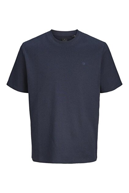 Jack & Jones Erkek Lacivert Jprblaleo Ss Structure Tee Styd Aw25 T