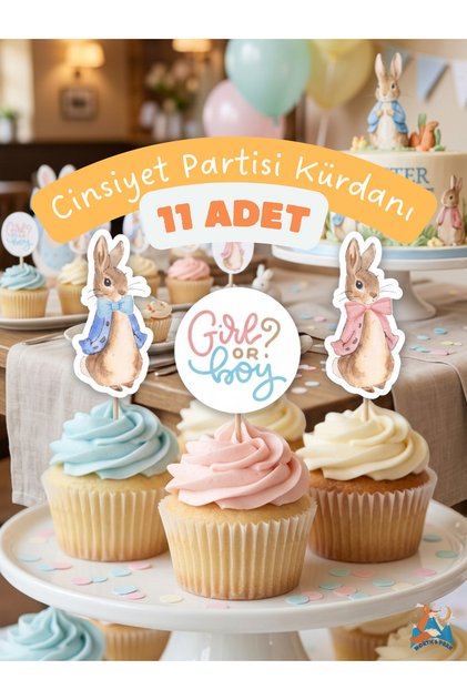 Peter Rabbit Themed Baby Shower Gender Reveal Party Cupcake Decoration - 11 Pieces - Boy or Girl