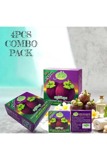 Mangosteen Gluta Collagen Soap 4PCS COMBO – Brightening & Firming Cleansing Bar for Hydrated Skin