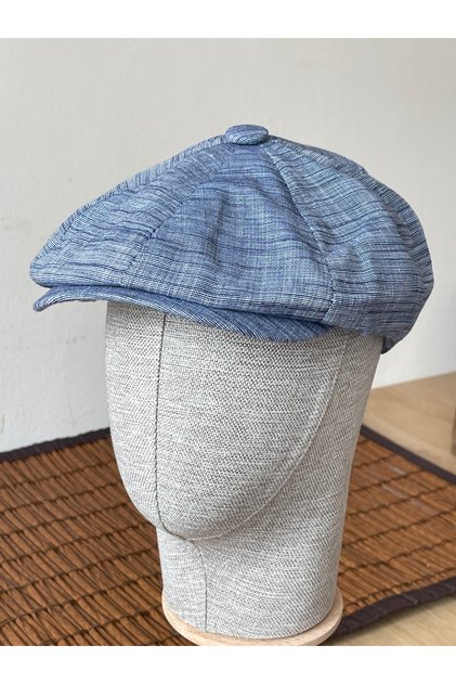 Summer linen peaky blinders cap with flowy lining and elastic back