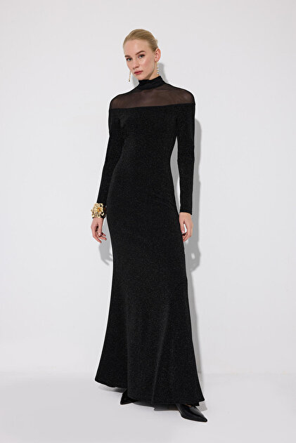 knee length dresses for ladies Modest Evening Dress | High Neck Formal Dress main image 1