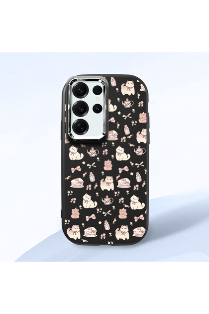 Black Silicone Case Compatible with Samsung Galaxy S25 Ultra with Shock-Absorbing Camera Protections