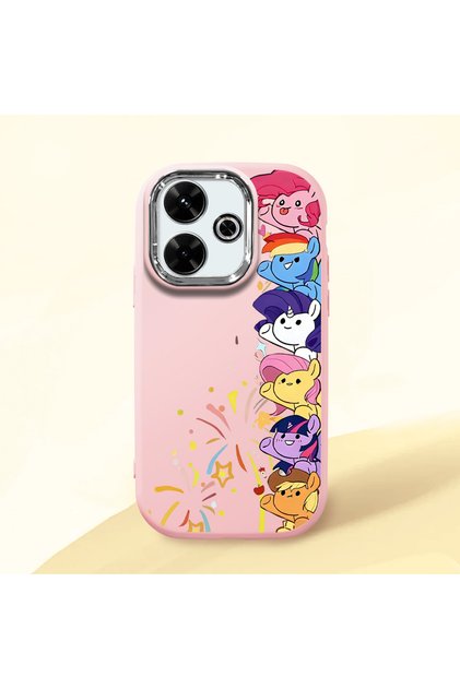 Redmi 13/13X Compatible Shock-Absorbing Camera Protected Pink Silicone Case