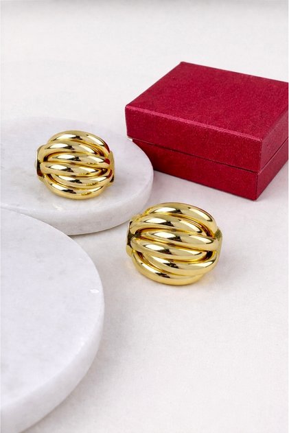 Xuping Gold Twisted Hoop Vintage Women's Earrings Jewelry