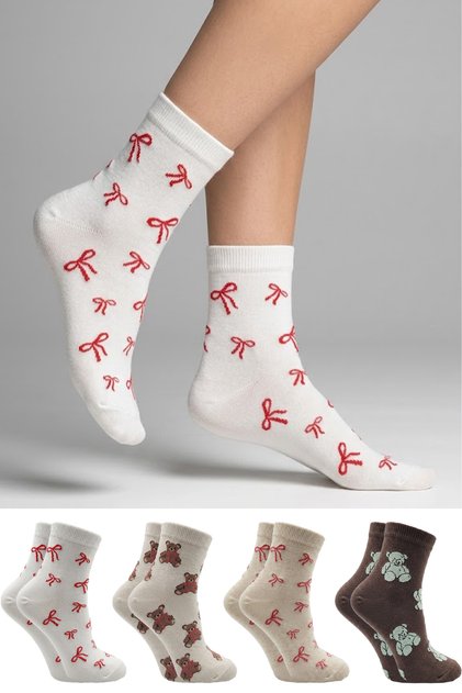 Women's Cotton Half Socks Colorful 4-Piece Pack