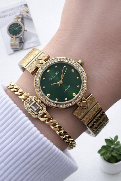 Steel Cord 2 Year Warranty 3 Atm Water Resistant Women Wristwatch+Bracelet F.Em03693.6