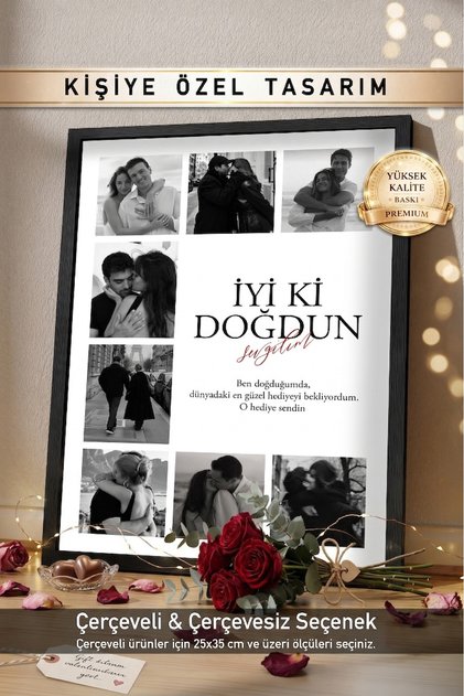 Sevgiliye Hediye, Kişiye Özel Fotoğraflı Tablo, Doğum Günü Hediyesi Ctyuna5025