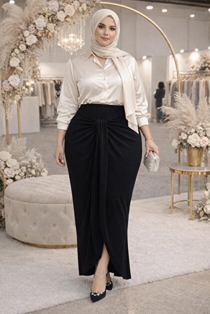 Plus Size Hijab Butterfly Model Sandy Tie-Up Evening Dress Skirt