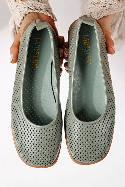 Zaira Women's green ballerinas made of eco-leather Amaya #24883