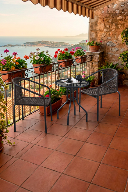 Bistro 2 Kişilik Makrome Örgü Bahçe Balkon Oturma Seti Cam Masalı Siyah