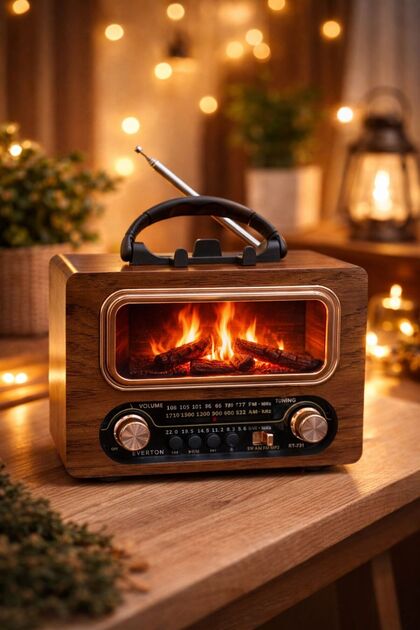 MEMİTA Everton RT-731 Nostaljik Şömineli Radyo | Bluetooth, USB/TF