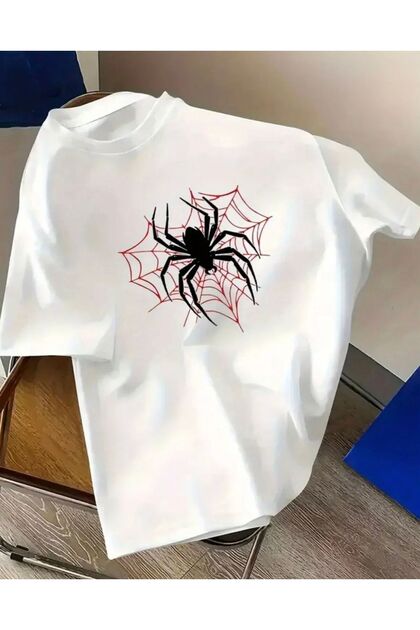 Unisex Spider Web Printed Tshirt