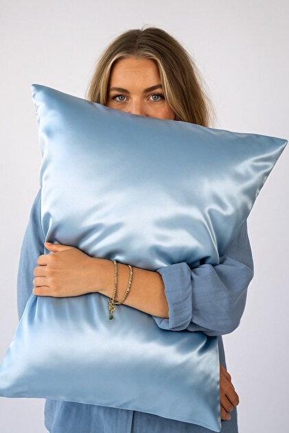 Silk Cover 100% Pure Silk Cover 50X70 cm Baby Blue Color