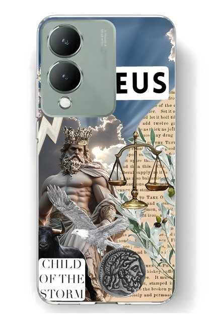 Vivo Y17S Compatible Zeus Patterned Transparent Phone Case