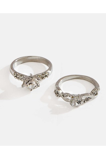 Women Silver Rings Set 2 Piece