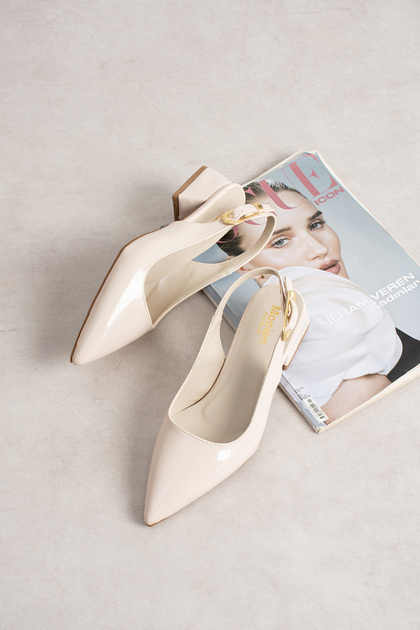 - 5cm Women's Heeled Shoes Patent Leather Beige