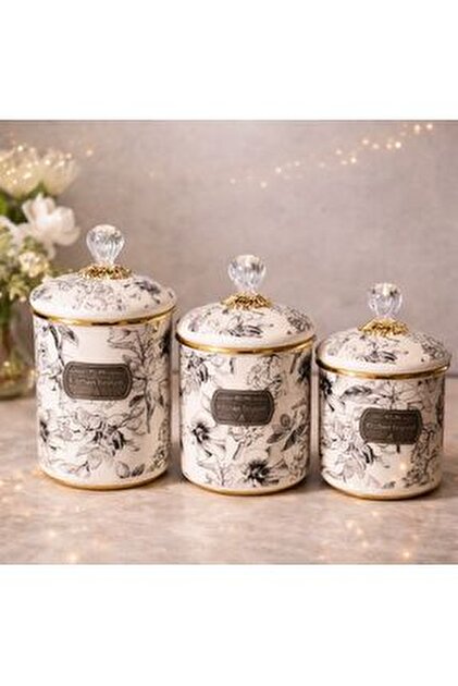 Onedekor Emaye Scottısh Garden 3lü Kavanoz Gold - Fiyatı, Yorumları