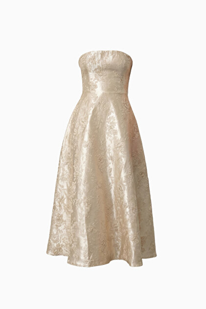 long gold dress for wedding Tea-Length Wedding-Guest Slip Dress main image 0