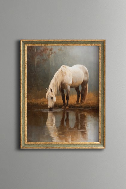 White Horse – Vintage Patterned Frame – Slim Model