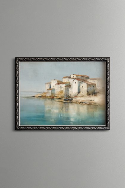 White Houses by the Sea - Vintage Patterned Frame - Slim Model