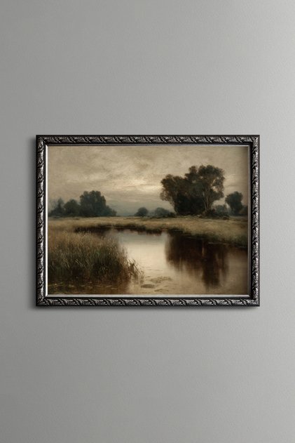 Lake and Nature Landscape - Vintage Patterned Frame - Slim Model