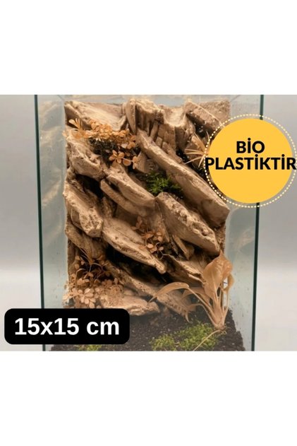Doğal Kaya Katmanlı 15x15 cm Teraryum Arka Fonu ve 3D Mağara Dekoru