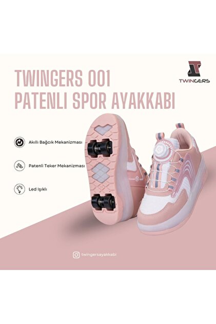 twingers Patenli Işıklı Tekerlekli Çocuk Spor Ayakkabı Kaykay