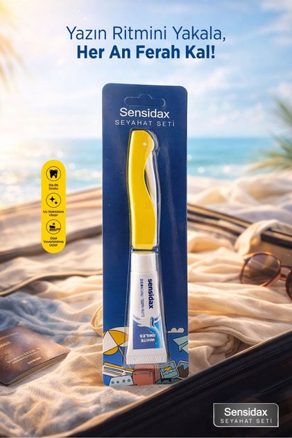 Travel Set Toothbrush Yellow - Medium - Toothpaste