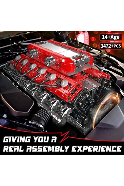 mouldking Mould King 10169 V12 Engine Motosiklet Yapı Seti – 3472