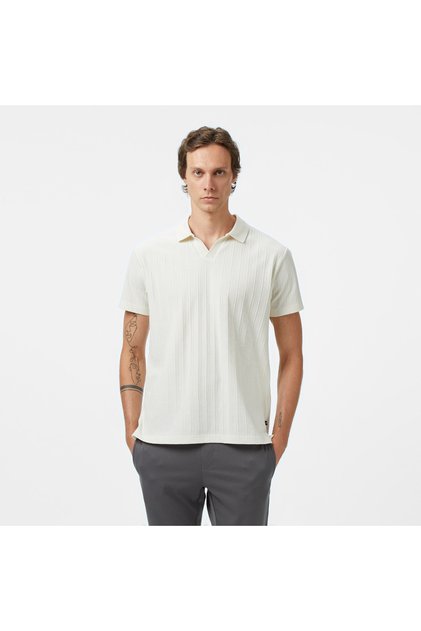 Erkek Krem Classic Fit Polo Yaka T-Shirt