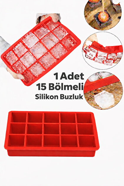 1 Piece 15-Compartment Large Size Silicone Ice Mold - Square Ice Tray Cocktail Presentation Ice Mold for Meat Juice Storage