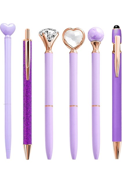 6-Piece Purple Ballpoint Pen Set,1.0mm Black Ink,Personalized for Office & School