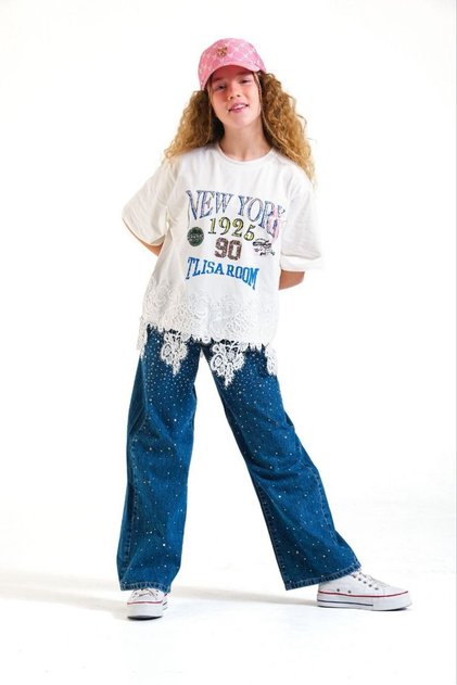 Girl's 8664 Single Jersey New York Print Tshirt