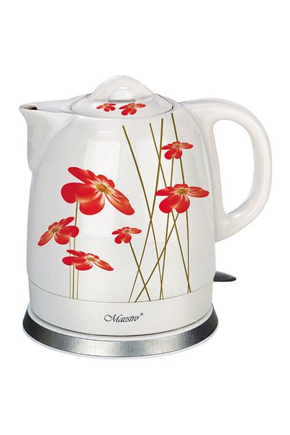Feel-Maestro MR-066-RED FLOWERS fierbător electric 1.5 L 1200 W Roșu, Alb