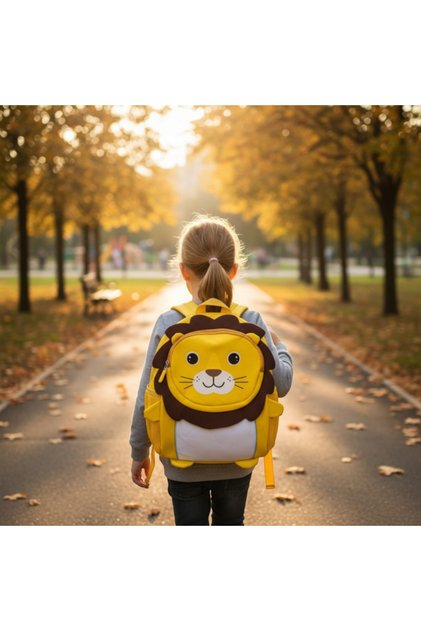 Rucsac pentru copii 'Zoo & Magic' - Design cu animale 3D - Leu