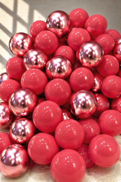 5 Chrome Red & 5 Red Balloons Set of 10 | Birthday, Baby Shower, Party Decoration Balloons