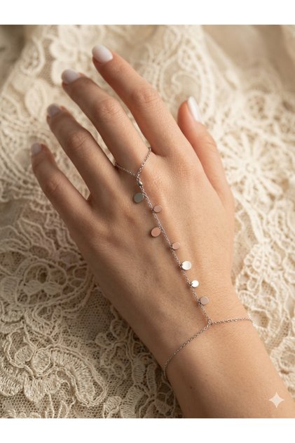 316L Steel Silver Color Round Plate Detailed Shahmeran - Minimalist Elegant Hand Jewelry