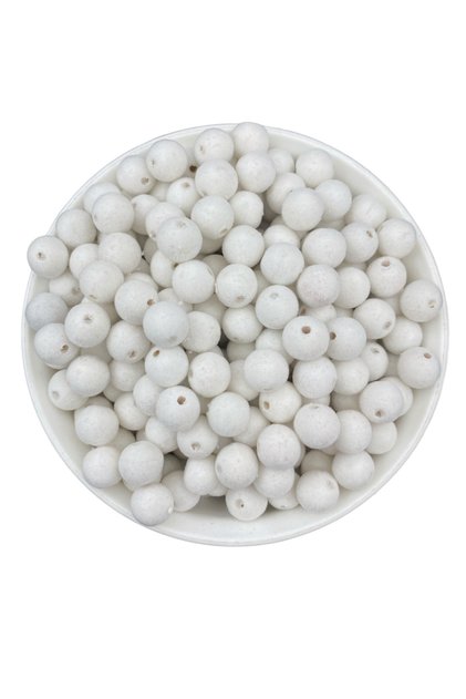 10mm White Color Velvet Beads, Jewelry Making, Bag Beads (100 Gr, ~180 Pieces)