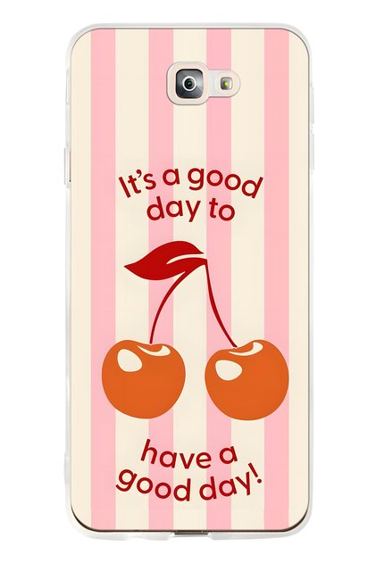 Samsung Galaxy J7 Prime Compatible Cherry Patterned Transparent Phone Case
