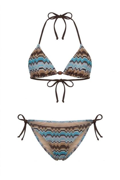 Self-Patterned Knitwear Triangle Bikini Set